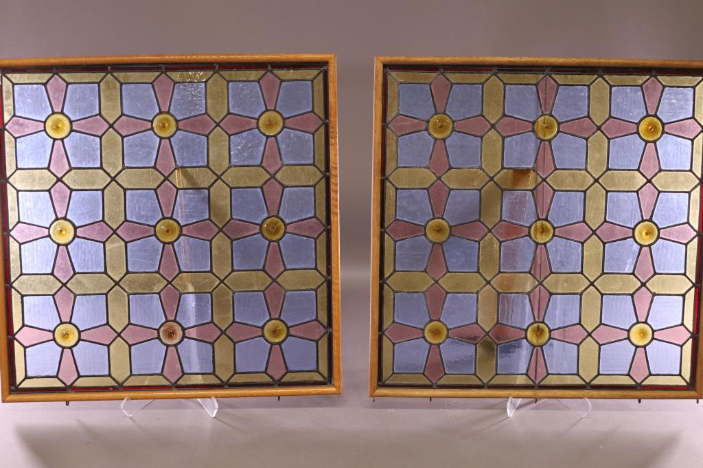 PAIR OF ANTIQUE LEADED GLASS PANELS (1 of 7)