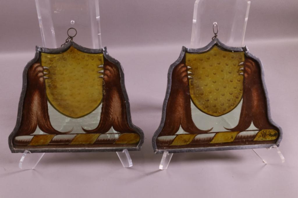 2 ANTIQUE LEADED GLASS PANELS (1 of 3)