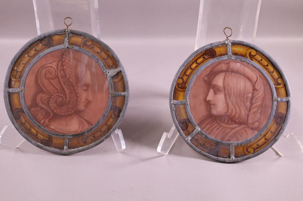 PAIR OF ANTIQUE LEADED GLASS PANELS (1 of 3)