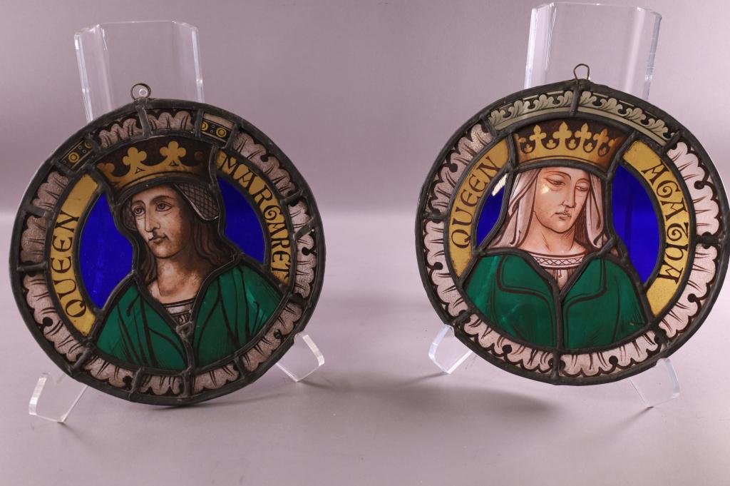 2 ANTIQUE LEADED GLASS PANELS (1 of 3)