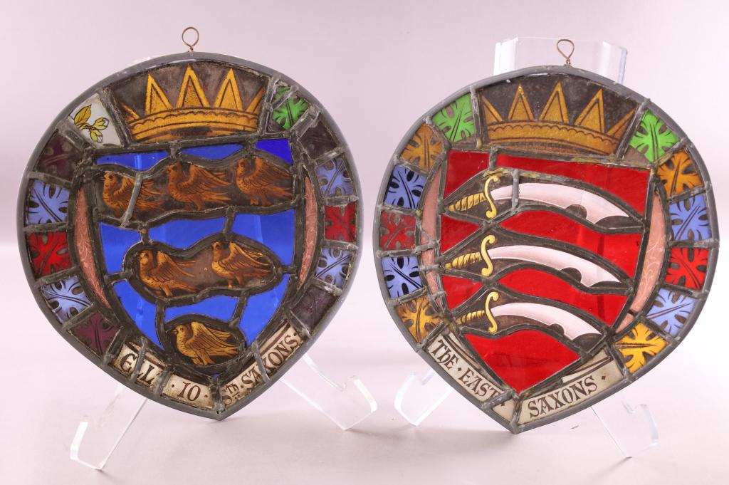 2 ANTIQUE LEADED GLASS PANELS (1 of 3)