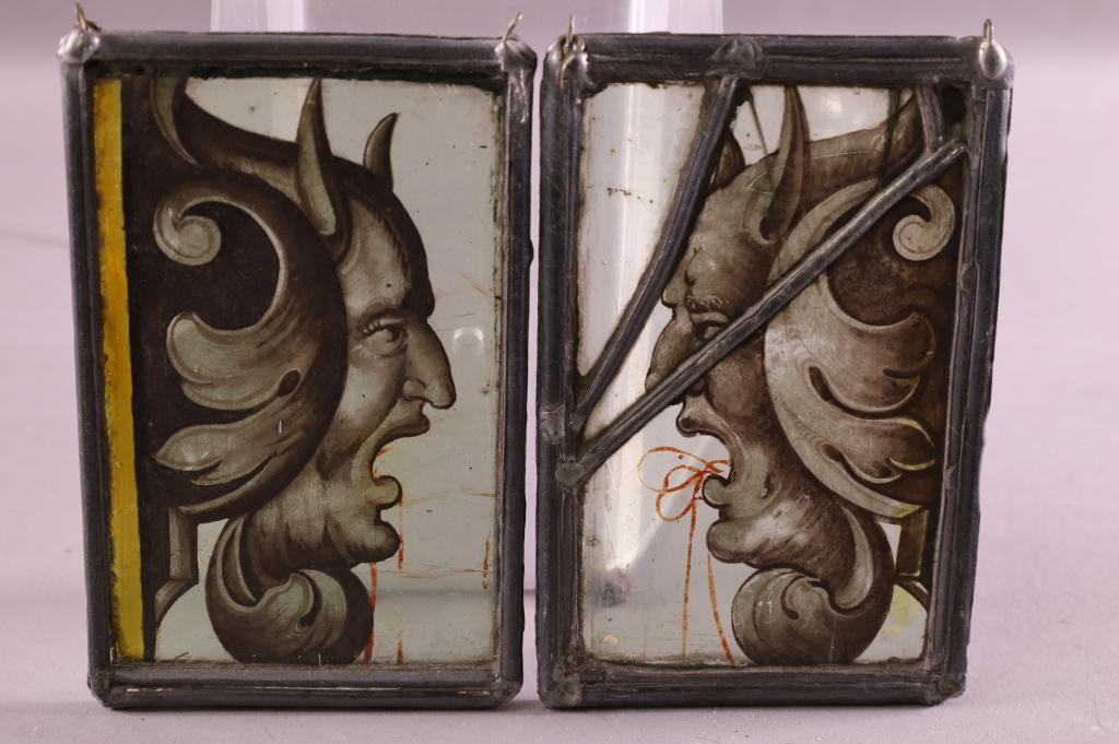PAIR OF ANTIQUE LEADED GLASS PANELS (1 of 4)