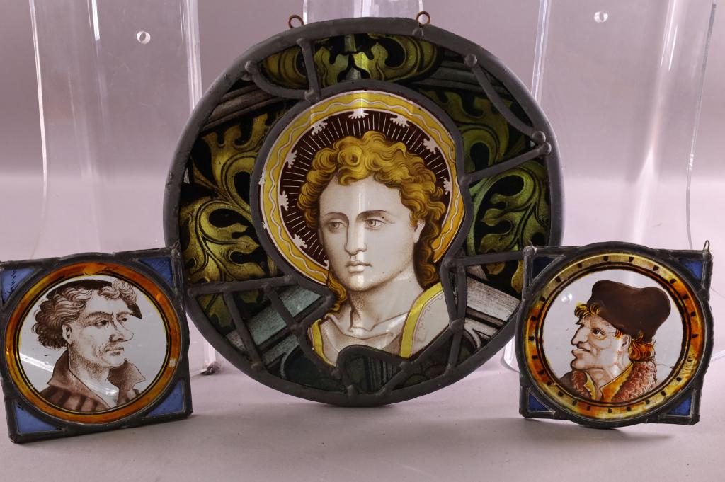 3 ANTIQUE LEADED GLASS PANELS (1 of 4)