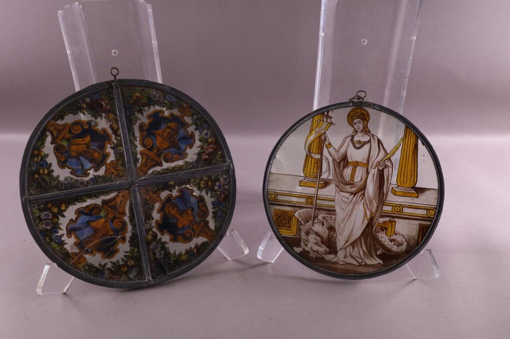 2 ANTIQUE LEADED GLASS PANELS (1 of 4)