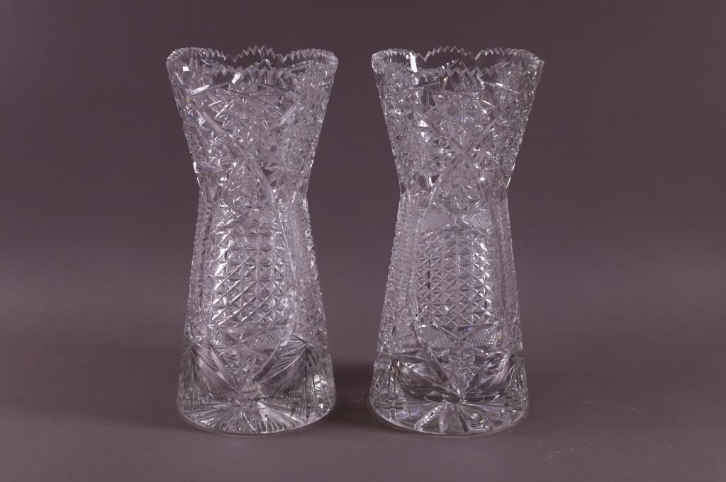 PAIR OF CUT GLASS VASES (1 of 3)