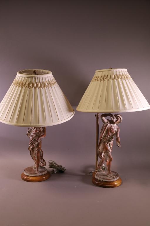 PAIR OF SPELTER FIGURAL TABLE LAMPS (1 of 3)