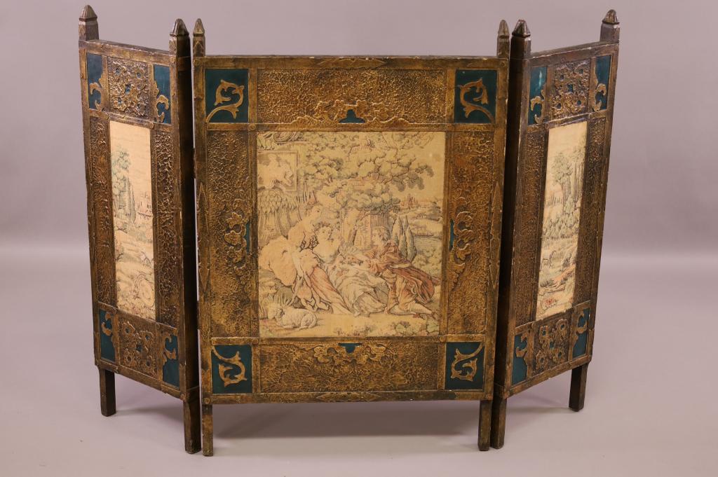 3 PANEL GOTHIC STYLE FIRE SCREEN (1 of 5)