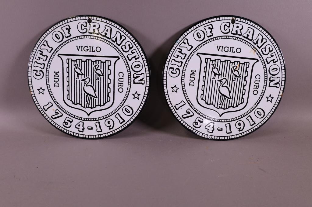 2-CITY OF CRANSTON PORCELAIN SIGNS (1 of 2)