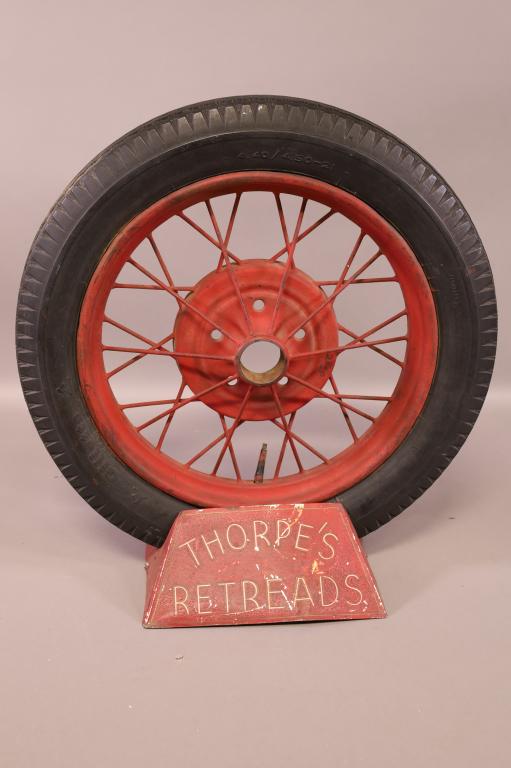THORPE'S RETREAD STAND W/ MODEL A TIRE (1 of 4)