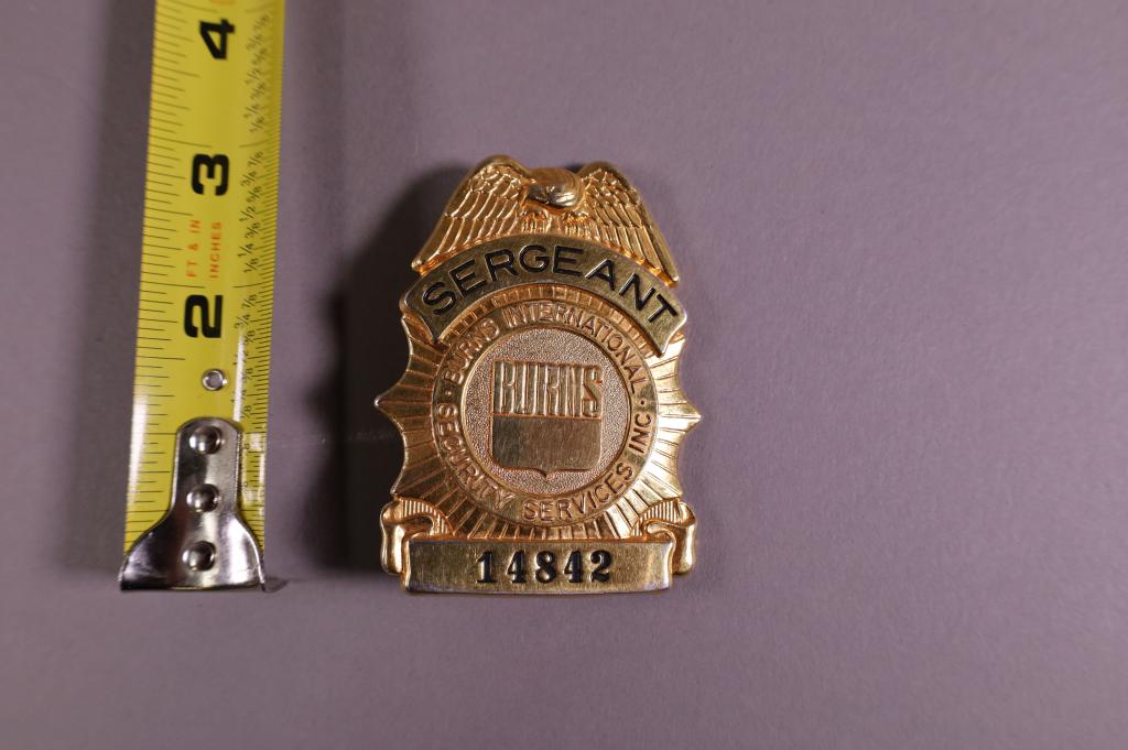 OBSOLETE BURNS SECURITY SERV. INC BADGE: BADGE #14842.