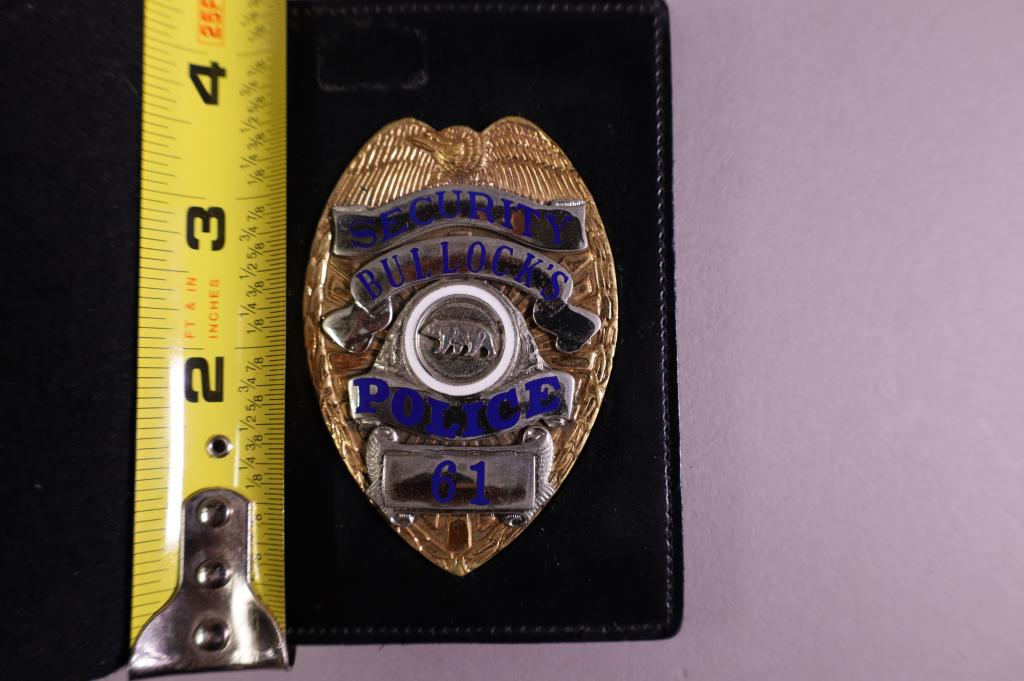 OBSOLETE BULLOCK'S SECURITY POLICE BADGE (1 of 2)
