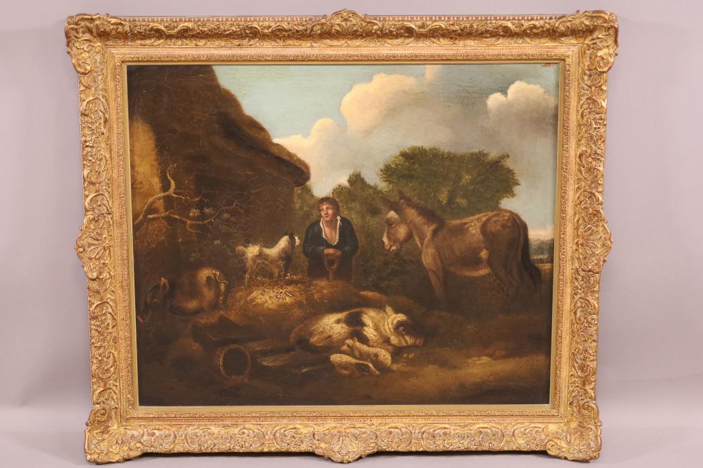 19TH CENTURY EUROPEAN FARM SCENE PAINTING (1 of 3)