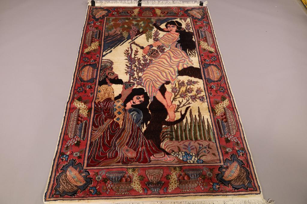 APPROX 6' 4" x 4' 3" HANDMADE PICTORIAL RUG (1 of 5)