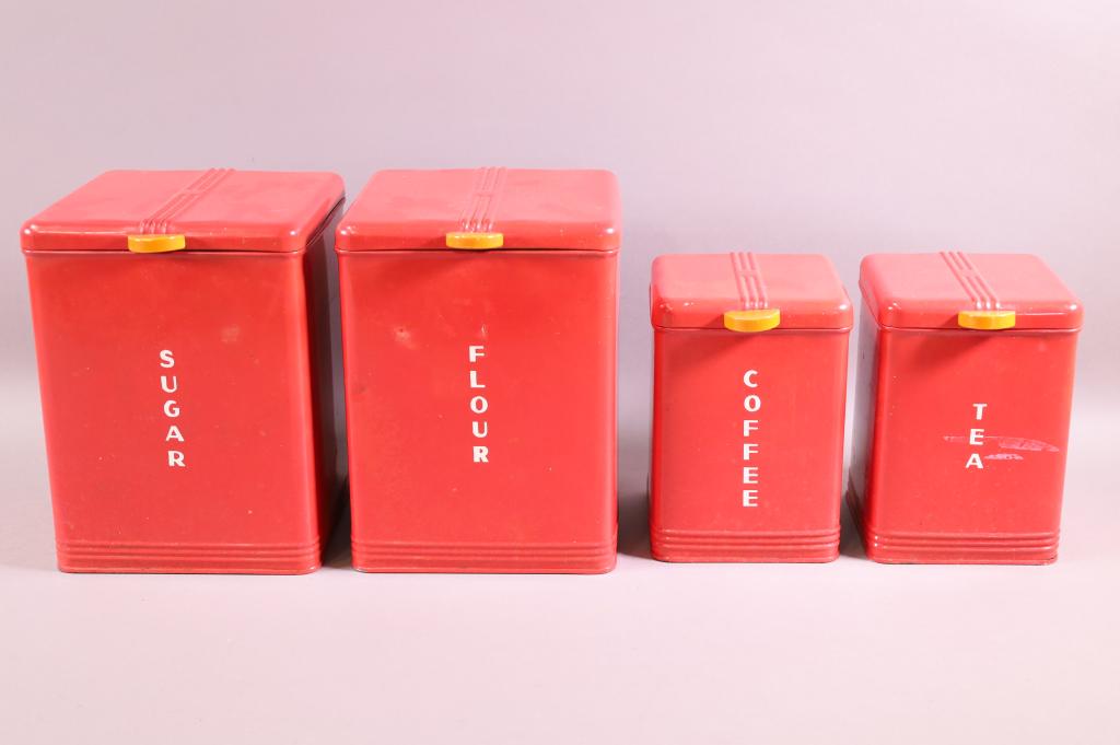 VINTAGE METAL CANISTER SET (1 of 3)