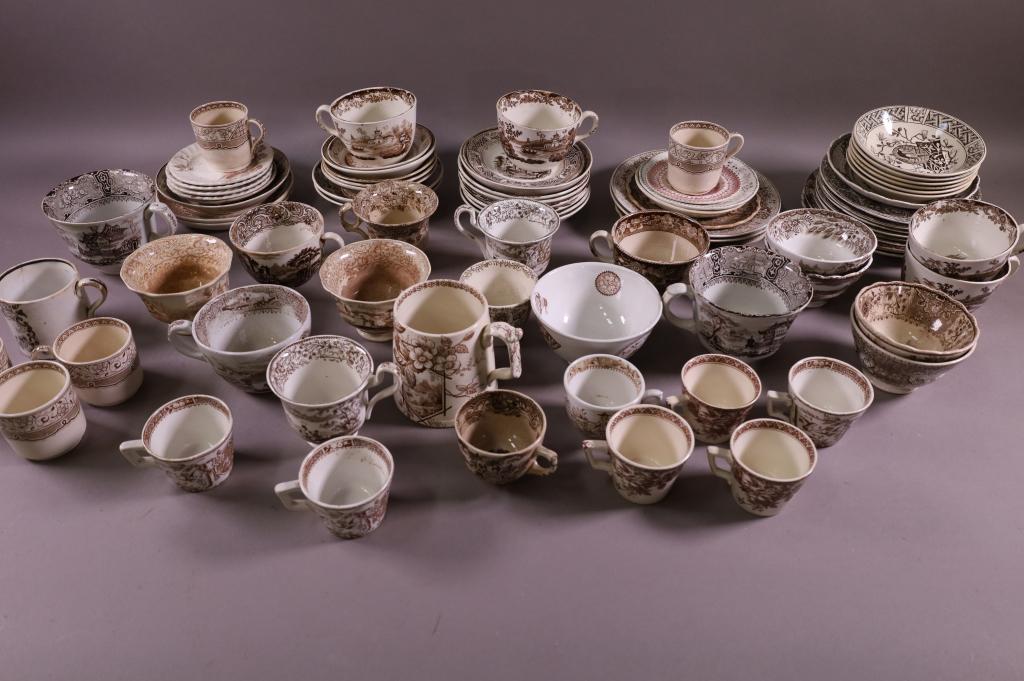 COLLECTION OF BROWN TRANSFERWARE (1 of 5)