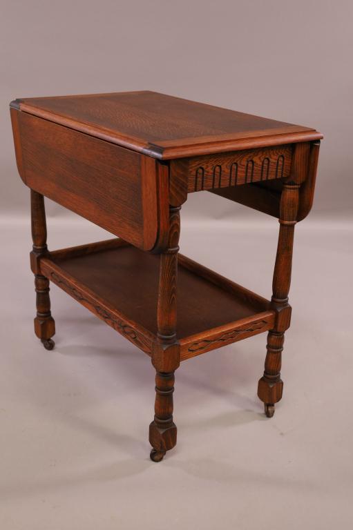 1920'S OAK TEA CART (1 of 3)