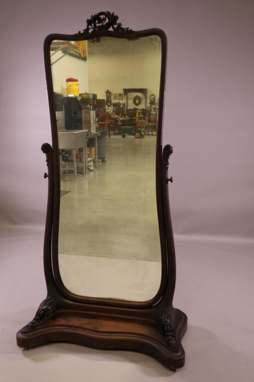 VICTORIAN MAHOGANY CHEVEL MIRROR (1 of 4)