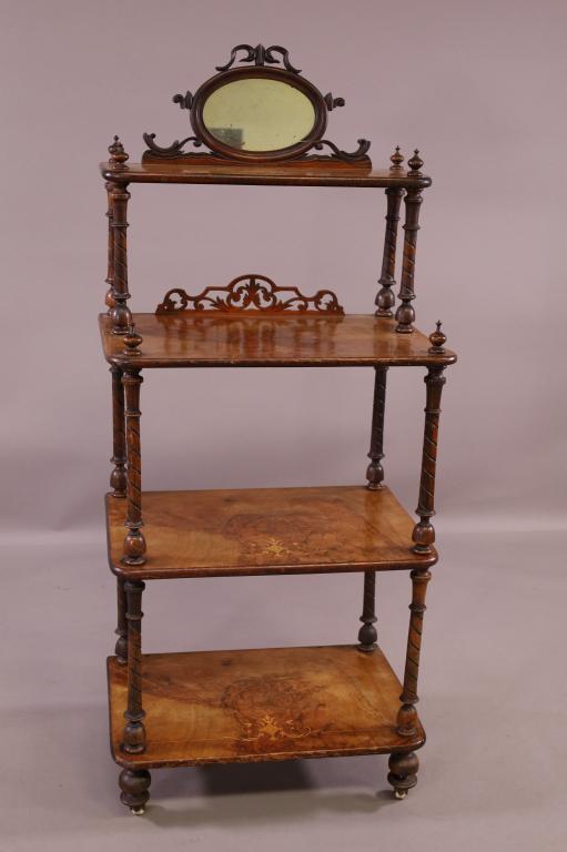 19TH CENTURY INLAID 4 TIER ETAGERE SHELF (1 of 3)