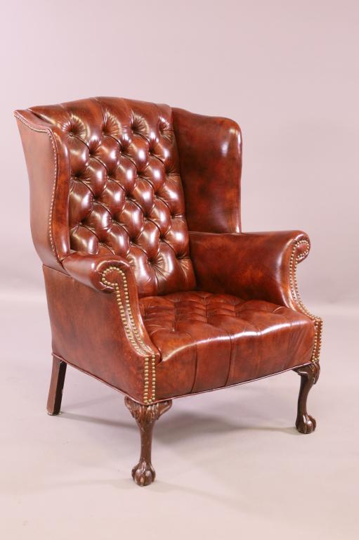 CONTEMPORARY WING BACK CLAW FOOT PARLOR CHAIR (1 of 2)