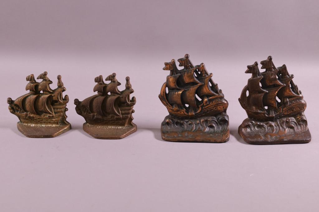 2 PAIRS OF 1920'S SHIP BOOKENDS (1 of 3)