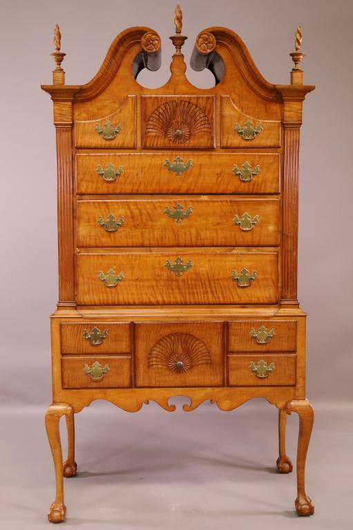 19TH C. TIGER MAPLE 2 PART PHILADELPHIA HIGHBOY (1 of 11)