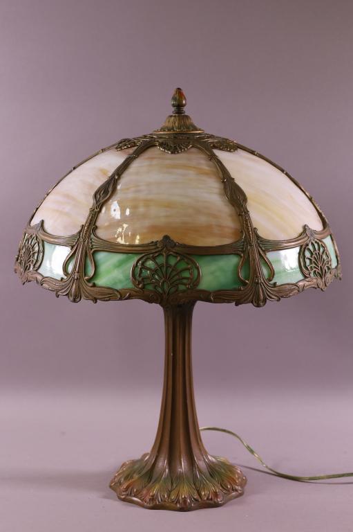 1920'S SLAG GLASS TABLE LAMP (1 of 4)