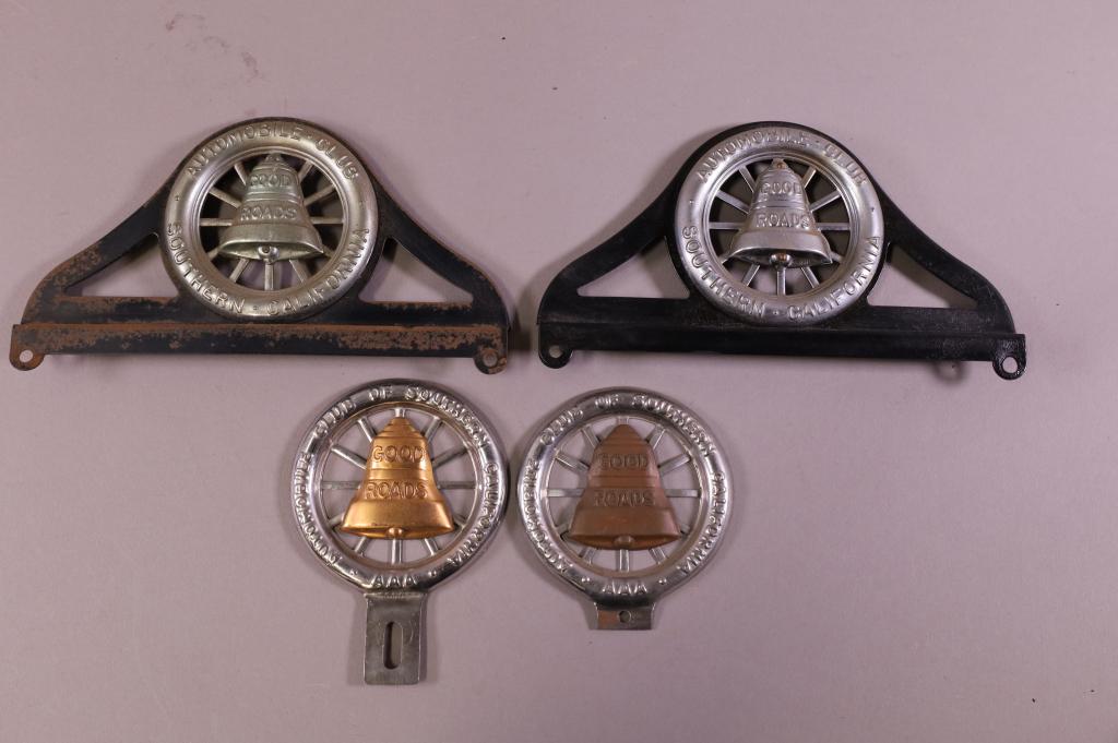 FOUR AAA LICENSE PLATE TOPPERS: AUTOMOBILE CLUB OF SOUTHERN CALIFORNIA