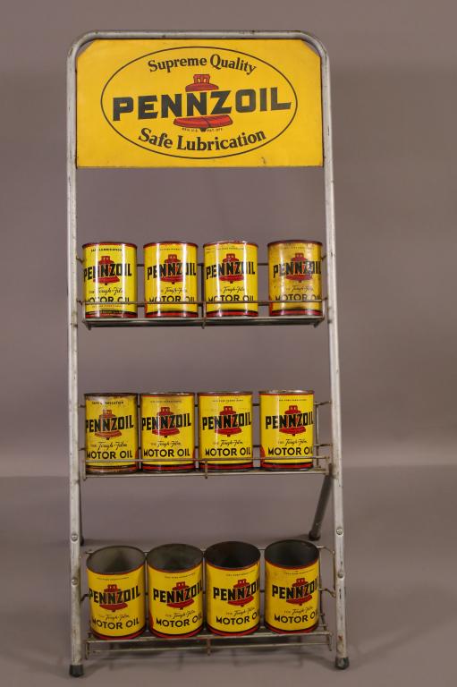PENNZOIL OIL RACK WITH CANS (1 of 3)