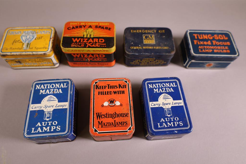 7 AUTO BULB TIN BOXES (1 of 2)