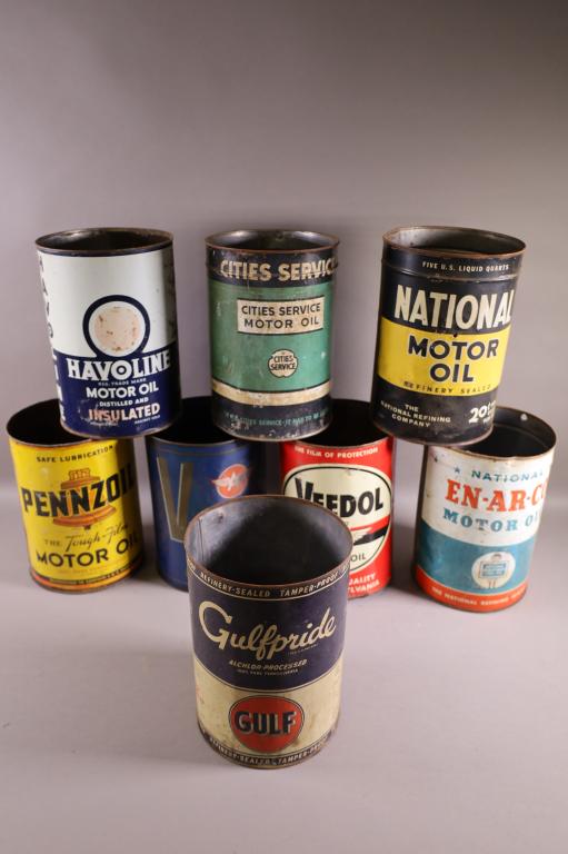 EIGHT 5 QUART OIL CANS (1 of 3)