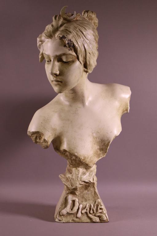 1930'S BUST OF DIANE METAL SCULPTURE (1 of 3)