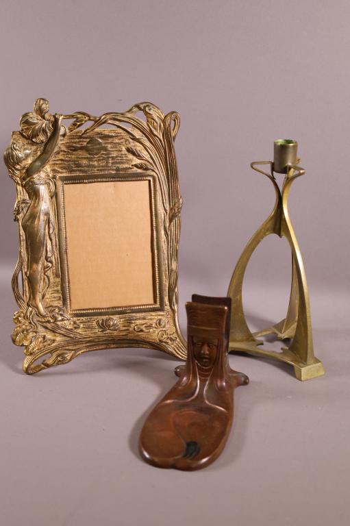 THREE METAL ART NOUVEAU TABLE ITEMS (1 of 4)