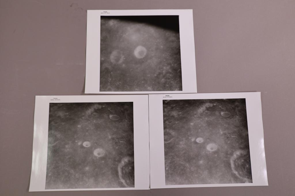(Apollo 11) Photos of Mendeleev & Pannekoek: AS11-42-6259 - 6261. Photos Mendeleev, & Pannekoek. Vintage chromogenic print on fiber based paper 8" x 10" with NASA black mark in top margin.