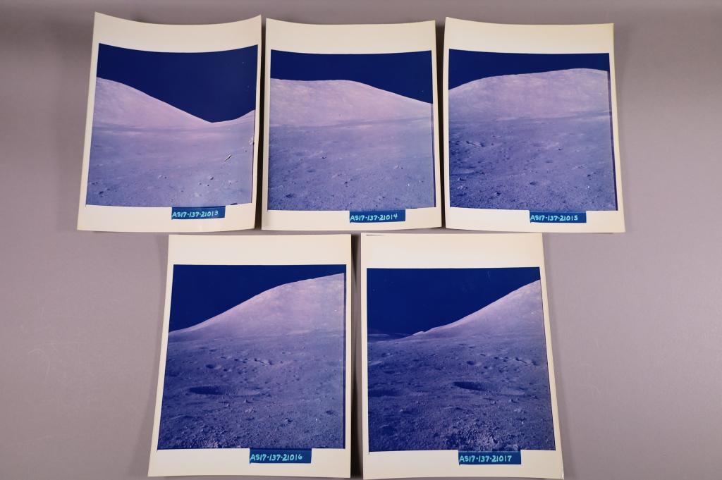 (Apollo 17) 5 Photographic Prints: AS17-137-21013 - 21017. Vintage photographic print on fiber based GAF paper 8" x 10"
