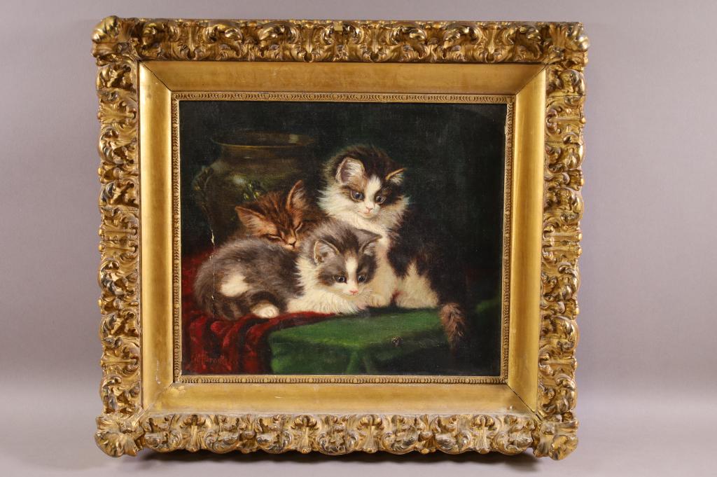 19TH CENTURY CAT OIL PAINTING (1 of 4)