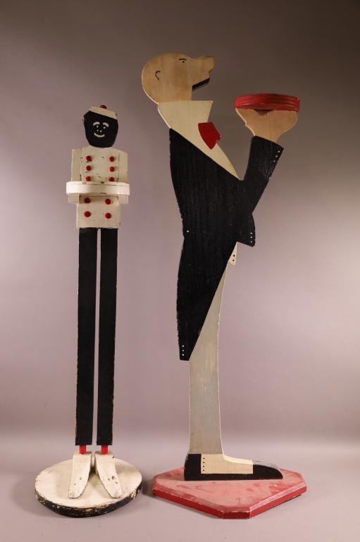 TWO HAND PAINTED WOOD BUTLER STANDS (1 of 2)