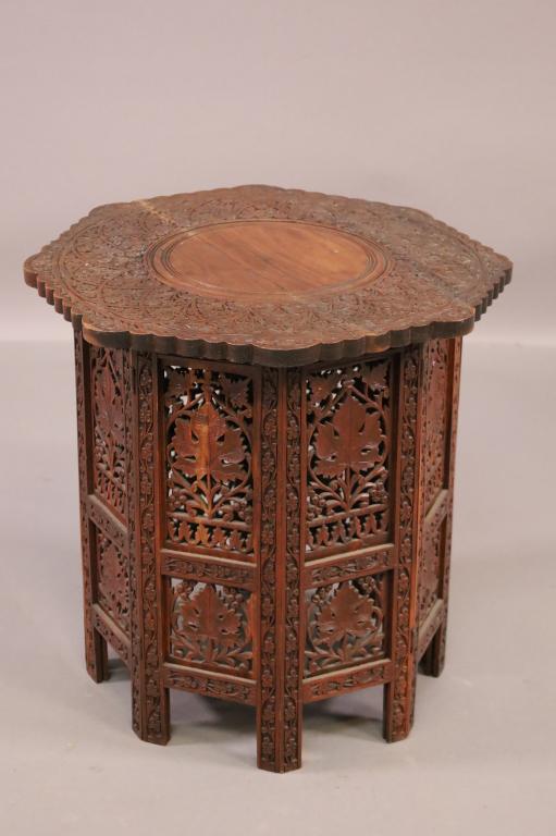 HIGHLY CARVED MOROCCAN STYLE OCTAGON SIDE TABLE (1 of 3)