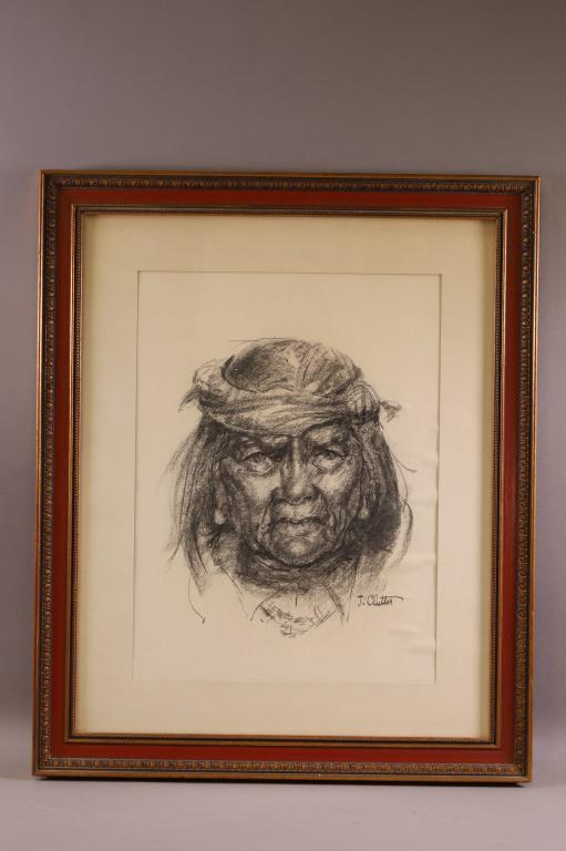 JAMES LEE CLUTTER (COLT) NATIVE AMERICAN DRAWING (1 of 2)