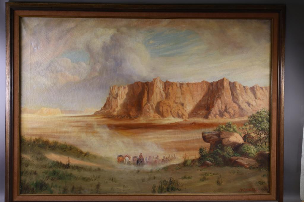 LARGE NATIVE AMERICAN LANDSCAPE PAINTING (1 of 5)
