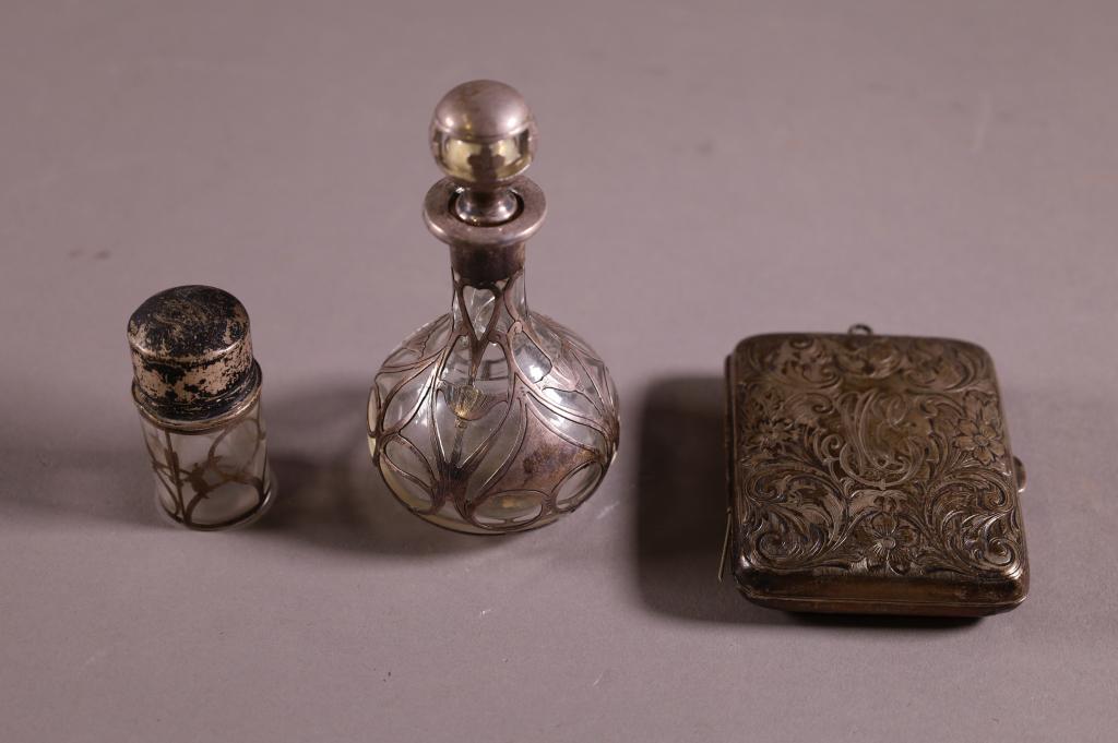 2 STERLING OVERLAID PERFUMES & STERLING PURSE (1 of 4)