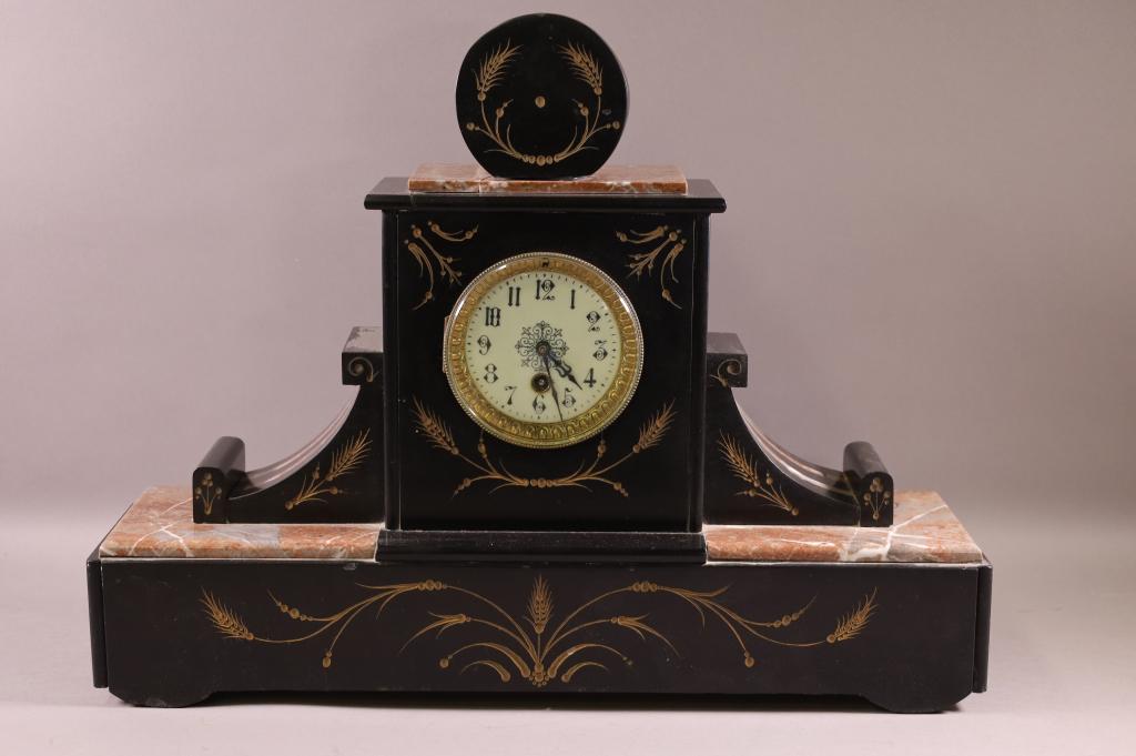 MARBLE & SLATE MANTLE CLOCK (1 of 5)