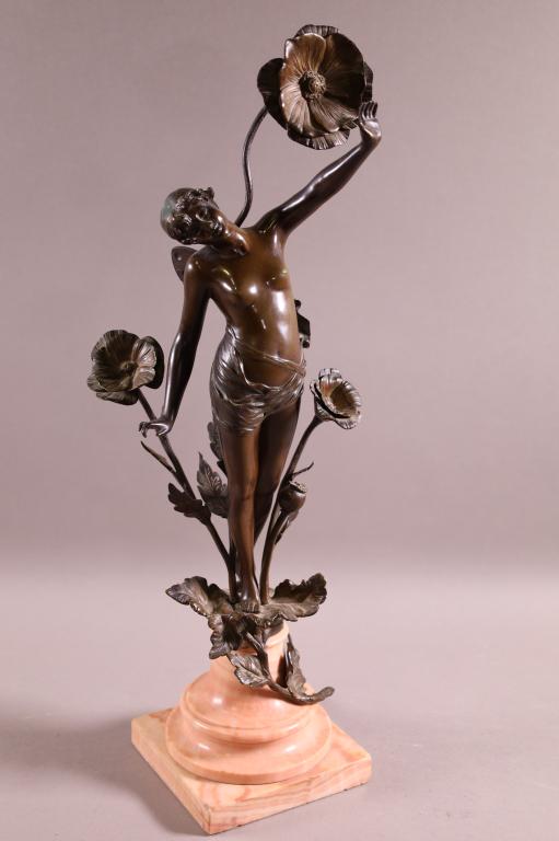 SIGNED F. ROSSE ART NOUVEAU NYMPH BRONZE (1 of 3)