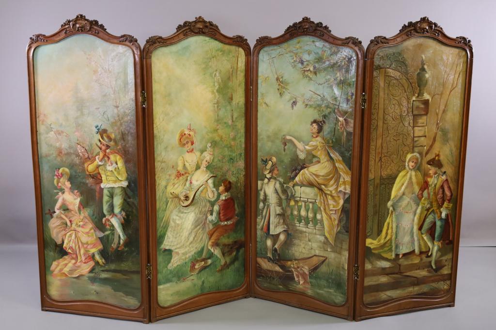 ANTIQUE 4 PANEL FRENCH DRESSING SCREEN (1 of 6)