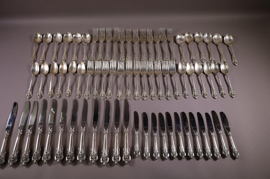 72 PC. WALLACE GRAND BAROQUE STERLING FLATWARE SET (1 of 7)