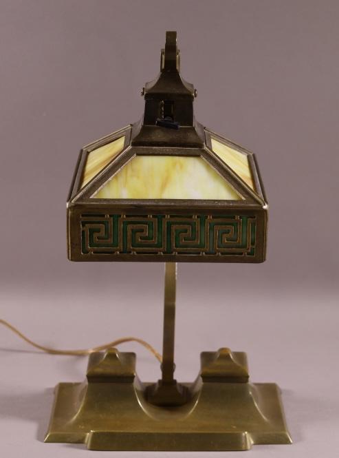 ARTS & GLASS SLAG GLASS DESK LAMP (1 of 4)