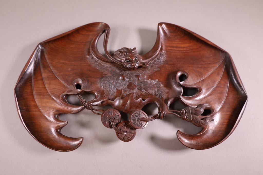 CARVED CHINESE BAT TRAY (1 of 4)
