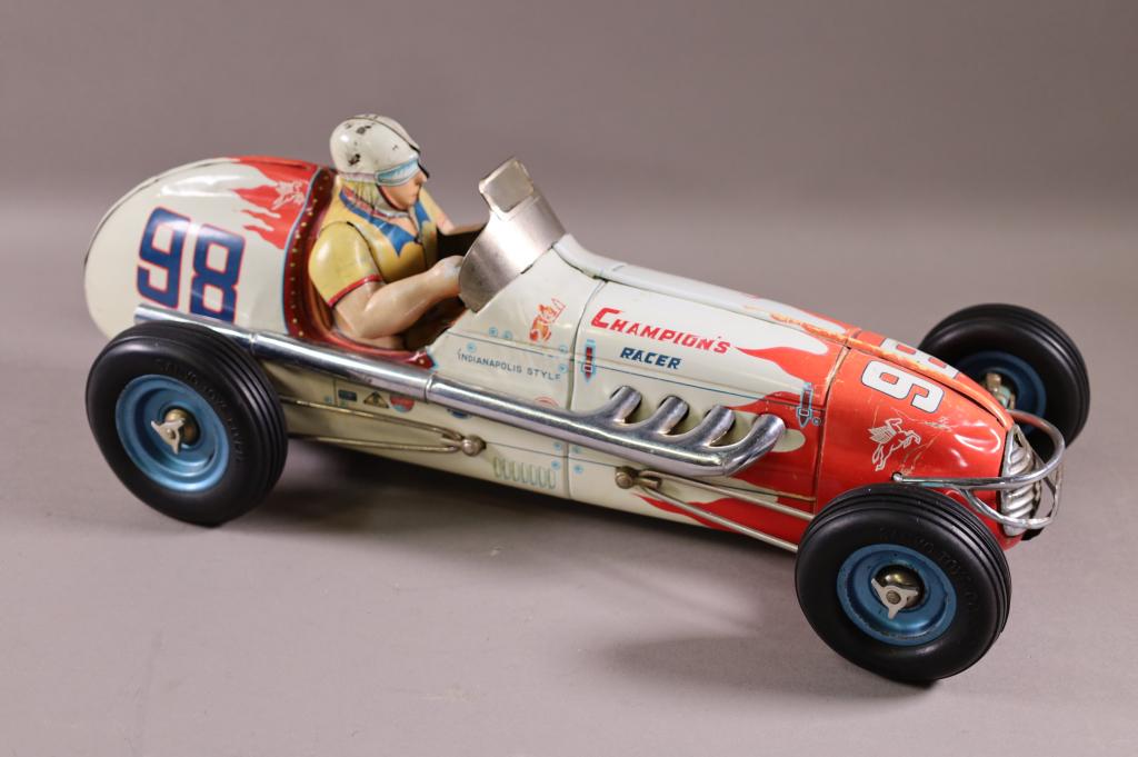 ⭐️Yonezawa Friction Powered Champion Car Yonezawa Toys (Y) ca. 1950s Tin Lithographed Friction