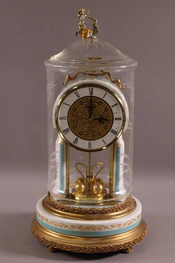 West German Glass Dome Mantle Clock