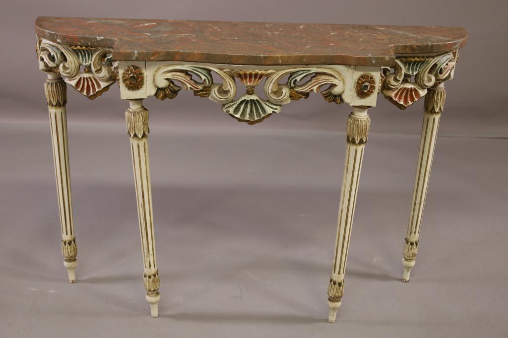 FRENCH STYLE MARBLE TOP CONSOLE TABLE (1 of 3)