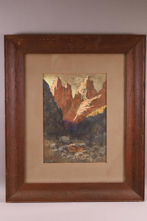 ANTIQUE UTAH RED ROCKS LANDSCAPE WATERCOLOR (1 of 3)